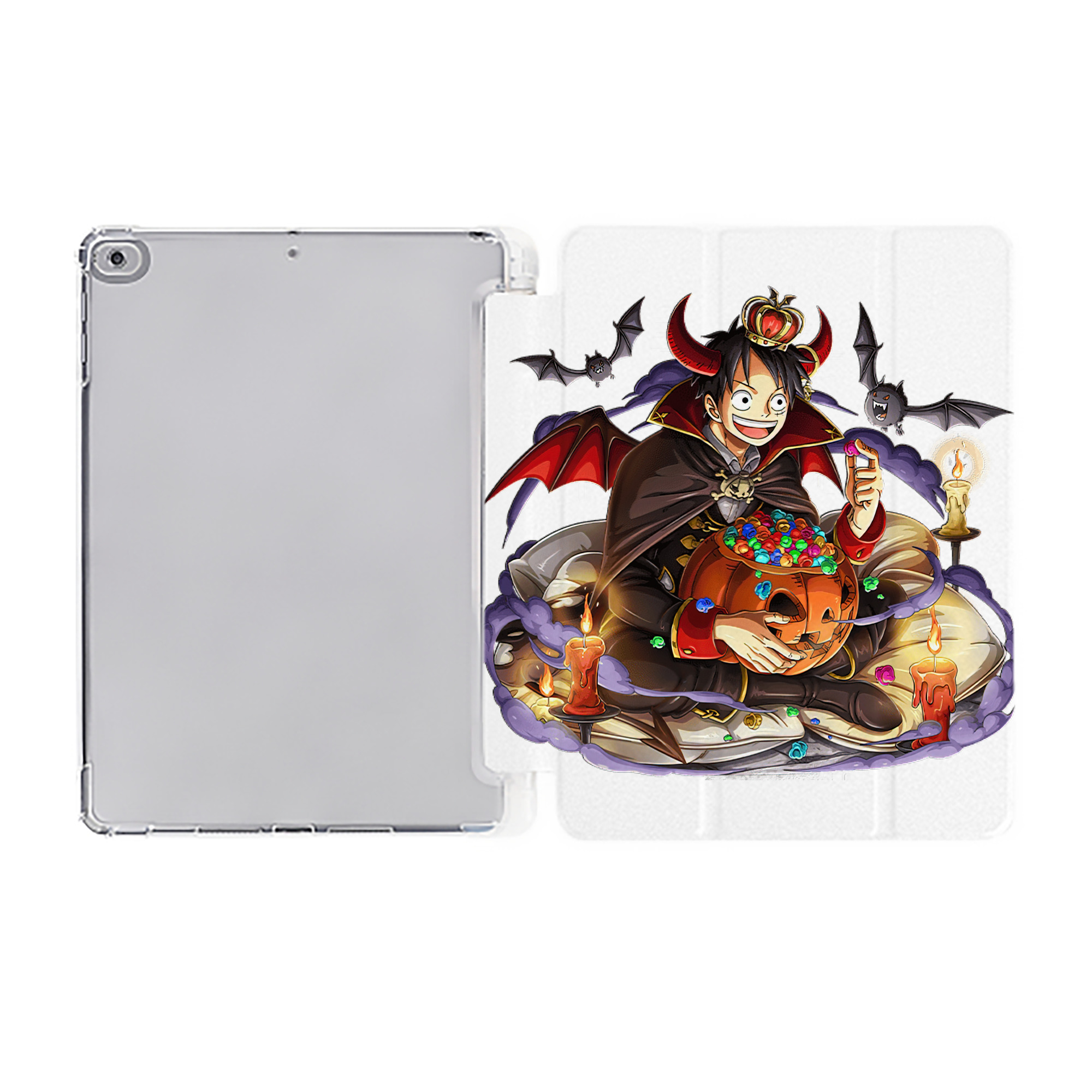 （画像用） ワンピース モンキー・D・ルフィ ONE PIECE Monkey D. Luffy IPad ケース ペン収納付き 三つ折りスタンド PUレザー×シリコン 対応機種9.5/10.5/10.9インチ